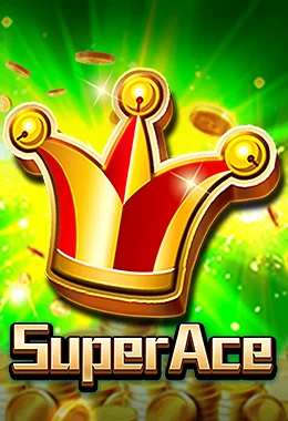 Official JILI Super Ace promotional artwork with a red and gold crown on a green background
